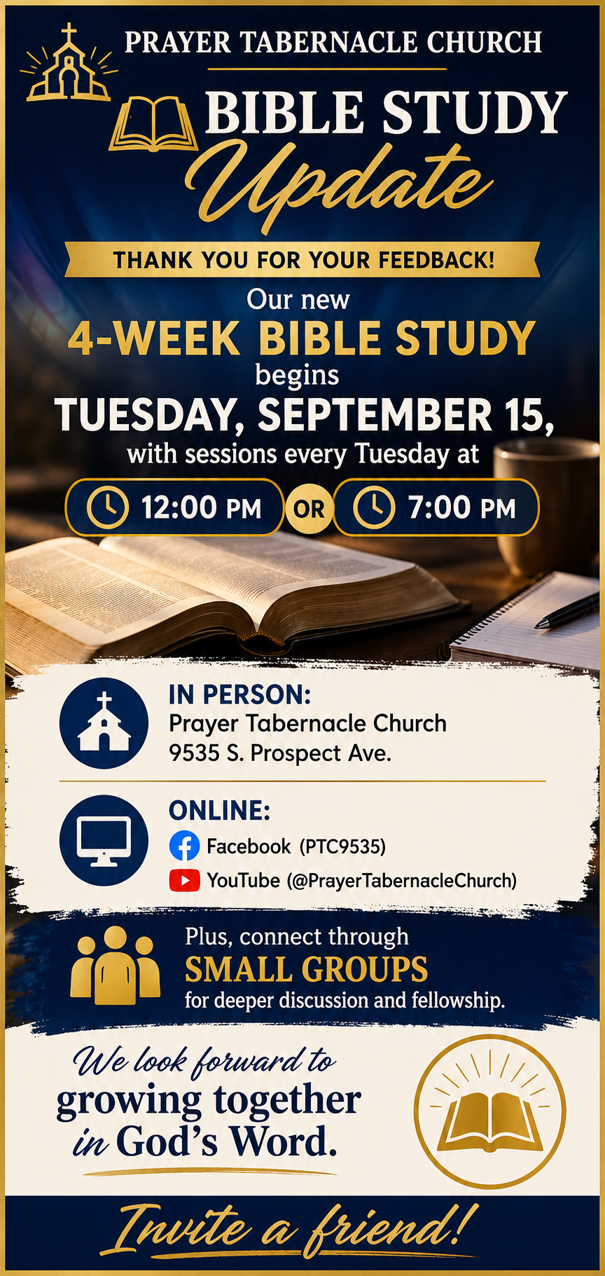 Bible Study: The Way We Win — 4-week series starting Tuesday, September 15